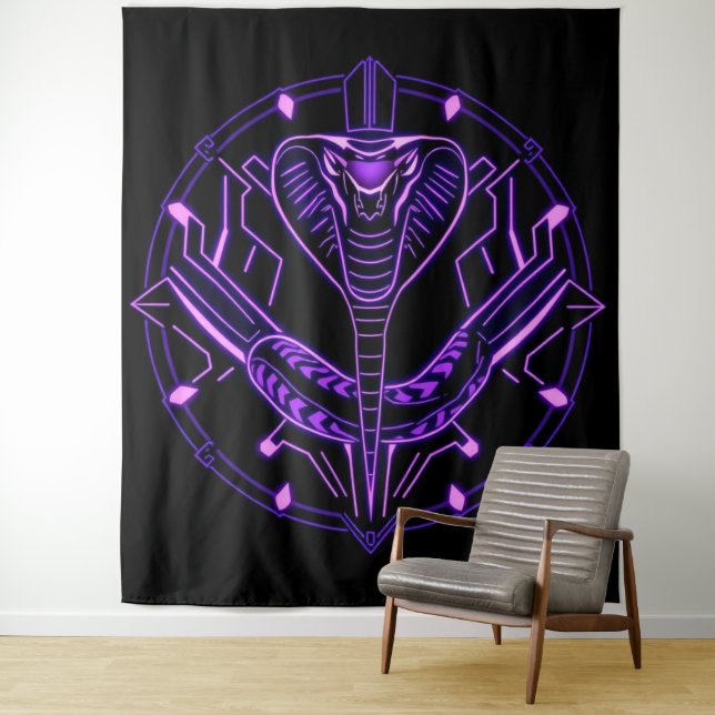 Tapete De Parede Neon-Kobra – Wächter des digitalen Dschungels (In Situ)