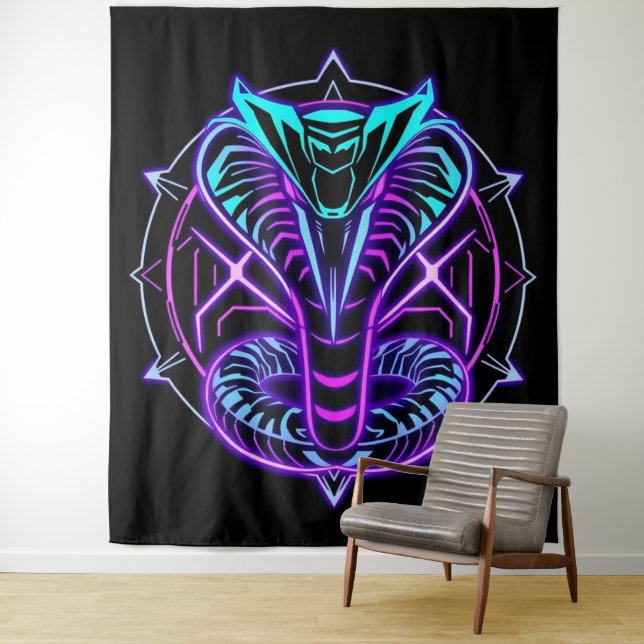 Tapete De Parede Neon-Kobra – Wächter des digitalen Dschungels (In Situ)