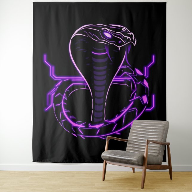 Tapete De Parede Neon-Kobra – Wächter des digitalen Dschungels (In Situ)