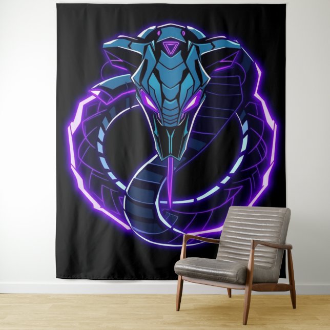 Tapete De Parede Neon-Kobra – Wächter des digitalen Dschungels (In Situ)