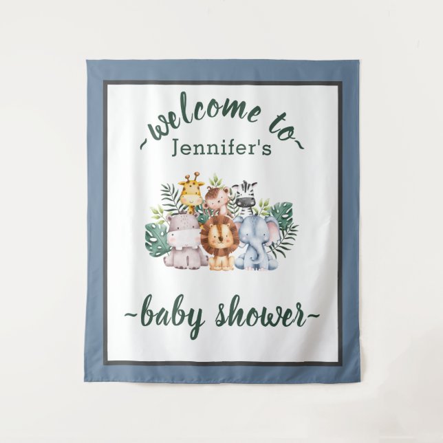 Tapete De Parede Neutral Jungle Safari Animais Baby Shower Wild One (Frente)