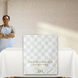 Tapete De Parede Neutral Tan Checkered Business Name Table Runner