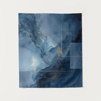 Tapete De Parede Nevoeiro Geométrico Abstrato Azul Turquesa Enquadr