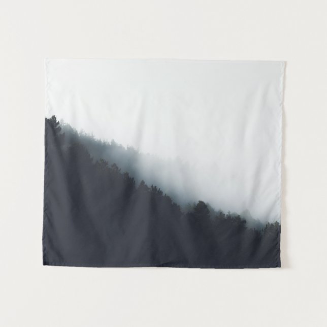 Tapete De Parede Nevoeiro sobre camadas diagonais florestais (Frente (Horizontal))