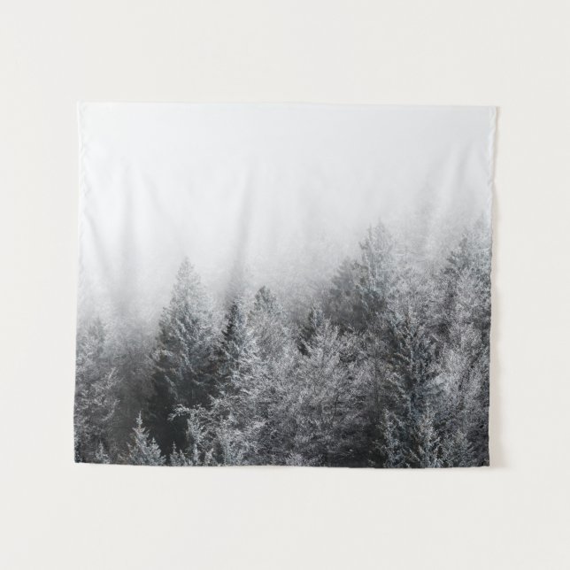 Tapete De Parede Nevoeiro sobre floresta congelada (Frente (Horizontal))