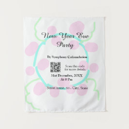 Tapete De Parede New year eve party scan QR RSVP name pink blue 