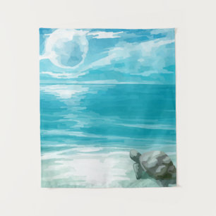 Tapete De Parede Ninho de Tartaruga Marinha em Aquarela