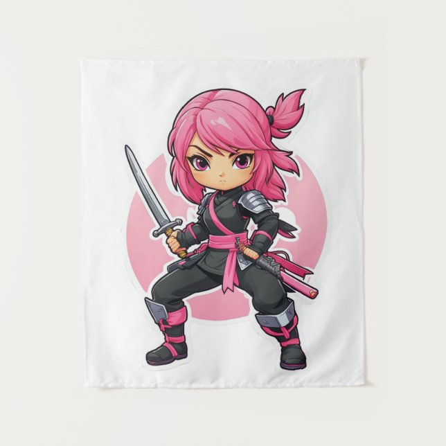 Tapete De Parede Ninja Girl Rosa (Frente)