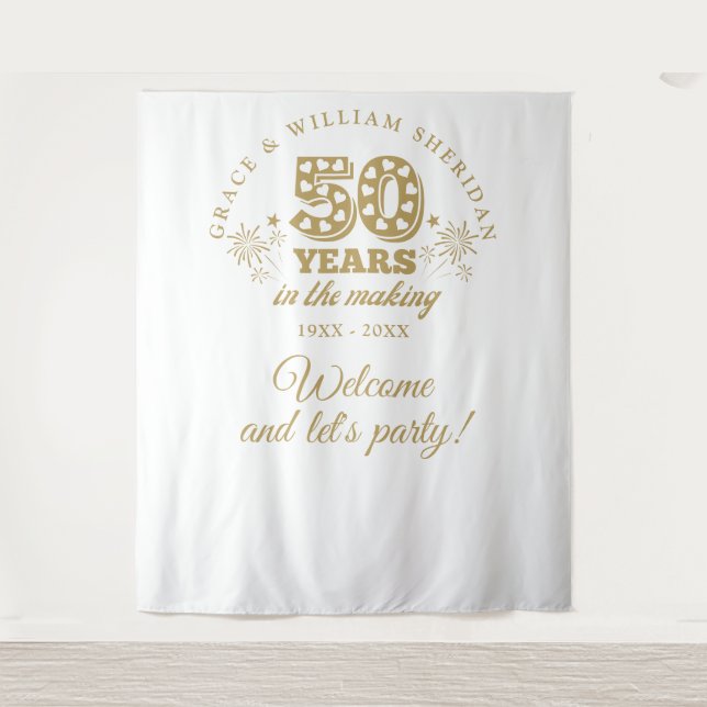 Tapete De Parede No Fazer Dourado Prop. Foto 50º Aniversário (Frente)