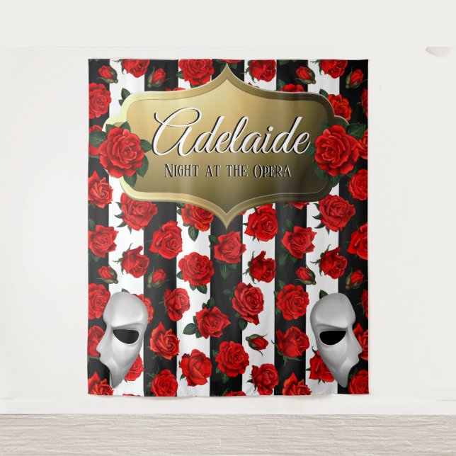 Tapete De Parede Noite na Ópera| Rosas Vermelhas Fundo Elegante (Frente)