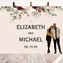 Tapete De Parede Noiva de Floral Burgundy e Blush aquarela