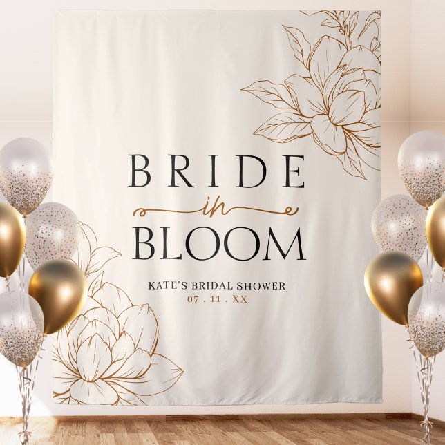 Tapete De Parede Noiva no Chá de panela Bloom Tan Brown (Bride in Bloom Tan Brown Bridal Shower Tapestry
)