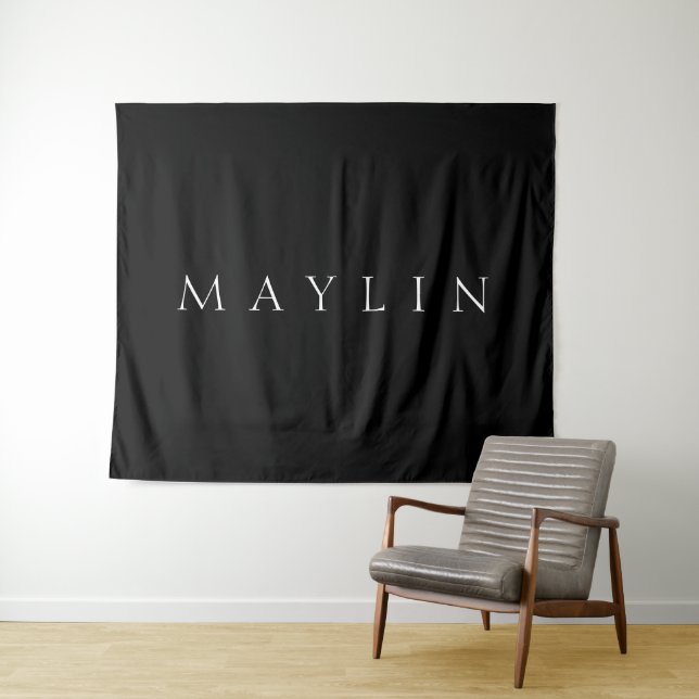 Tapete De Parede Nome Clássico ou Palavra | Preto e Branco (In Situ (Horizontal))