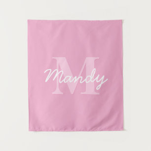 Tapete De Parede Nome Cursivo Bonito e Monograma Rosa