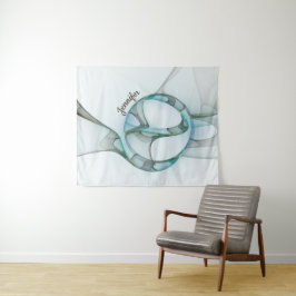 Tapete De Parede Nome da Cinza Abstrato Fractal Azul Turquesa