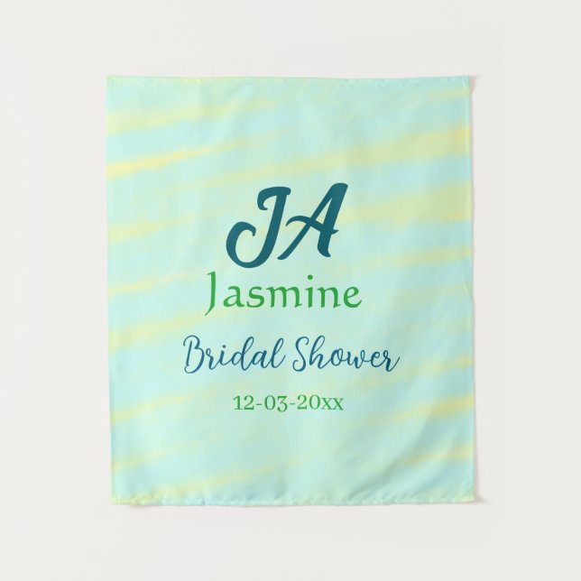 Tapete De Parede Nome da festa de noivado em aquarela pastel azul v (Frente)