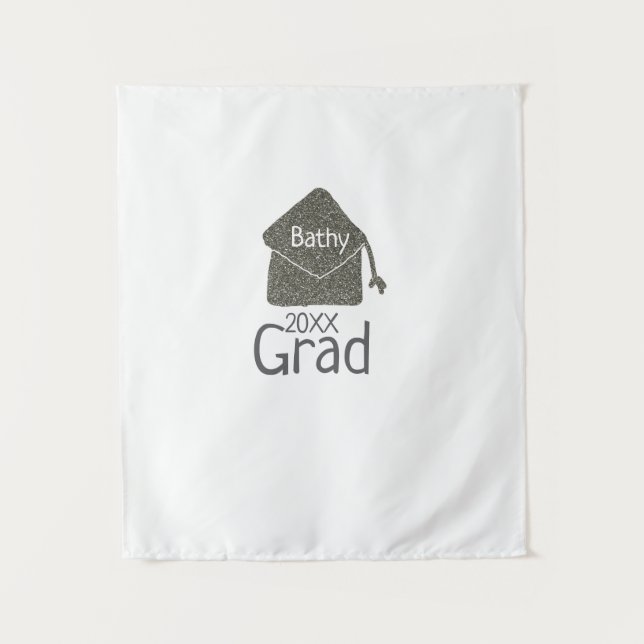 Tapete De Parede Nome de adição de boné de formatura de prata reluz (Frente)