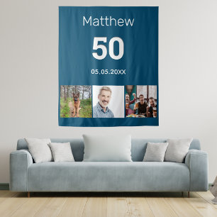 Tapete De Parede Nome de foto azul para festa de aniversário mascul