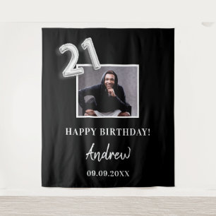 Tapete De Parede nome de foto preta de festa de aniversário de 21 a