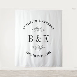Tapete De Parede Nome do Casal de Casamento Botânico Floral Monogra