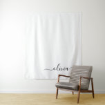 Tapete De Parede Nome do Monograma Girly de Script Moderno Branco N<br><div class="desc">Nome do Monograma Simples de Script Preto e Branco e Tapeçaria. Isto faz o doce e perfeito aniversário de 16 anos,  casamento,  chá de panela,  aniversário,  chá de fraldas ou festa de solteira presente para alguém que ama luxo de luxo e estilos quíticos.</div>