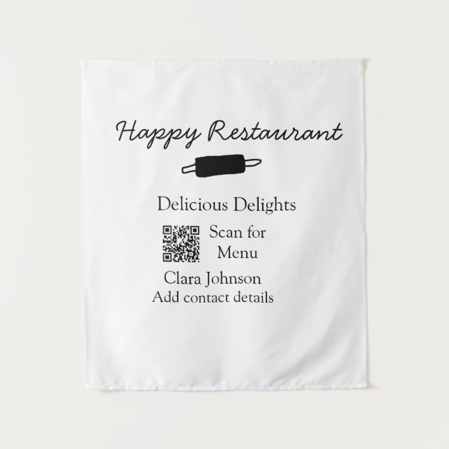 Tapete De Parede Nome do restaurante digitalizar menu QR adicionar  (Frente)