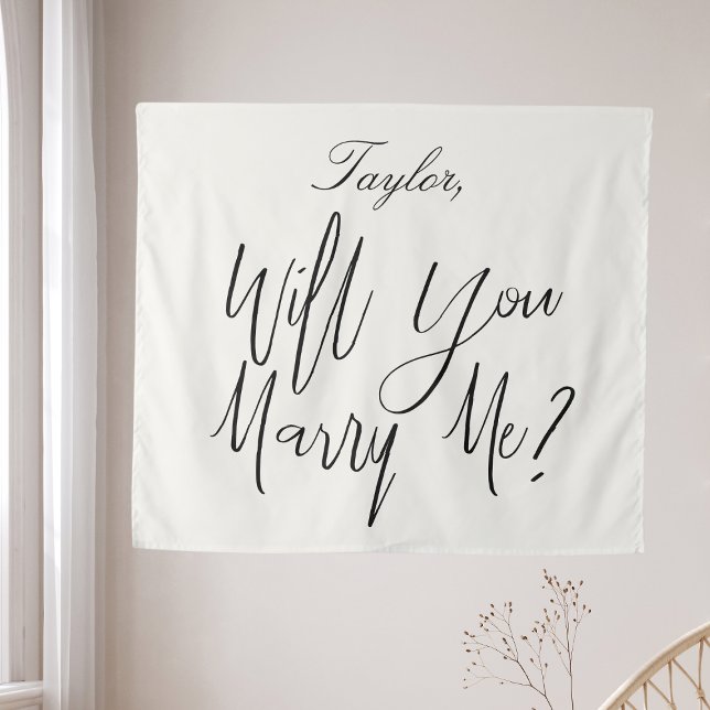 Tapete De Parede Nome Personalizado de Proposta Creme de Luz Casado (Proposal Sign Custom Name Light Cream Marry Me Tapestry
)