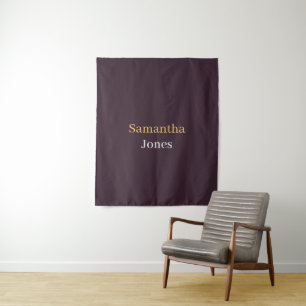 Tapete De Parede Nome personalizado minimalista moderno burgundy