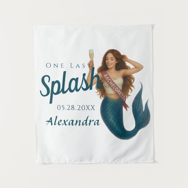 Tapete De Parede Nome Personalizado Sereia Bachelorette (Frente)