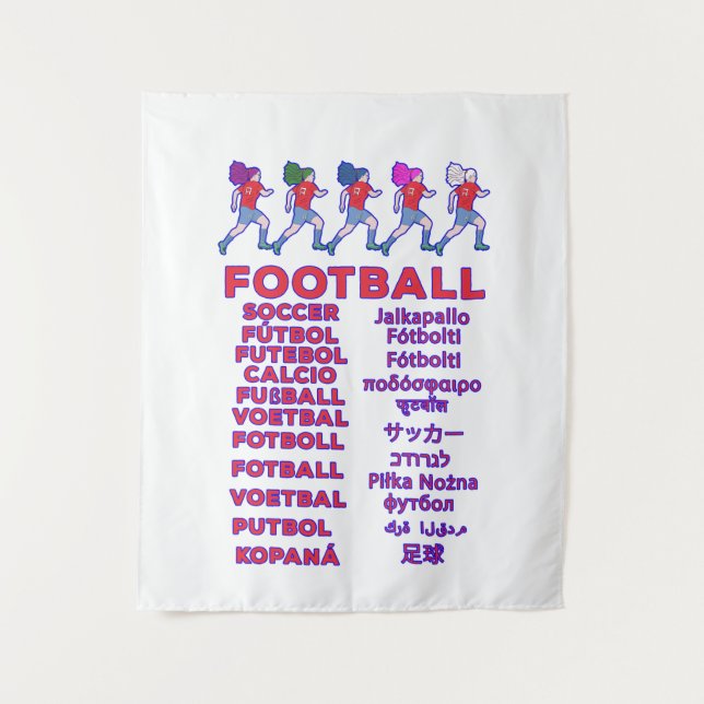 Tapete De Parede Nomes Multilíngues de Futebol Feminino Global Fã d (Frente)