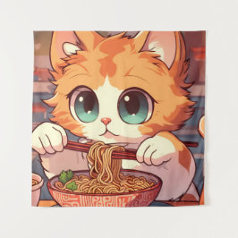 Tapete De Parede Noodles Gatos Comendo Ramen