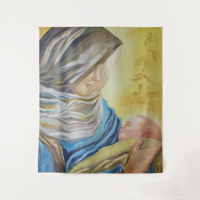 Tapete De Parede Nossa Senhora do Silêncio segurando Jesus bebê (Frente)