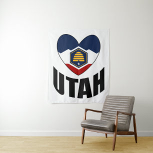 Tapete De Parede Nova bandeira do amor cardíaco do Estado de Utah