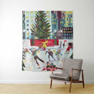 Tapete De Parede Nova York Rockefeller centro de patinação de Natal
