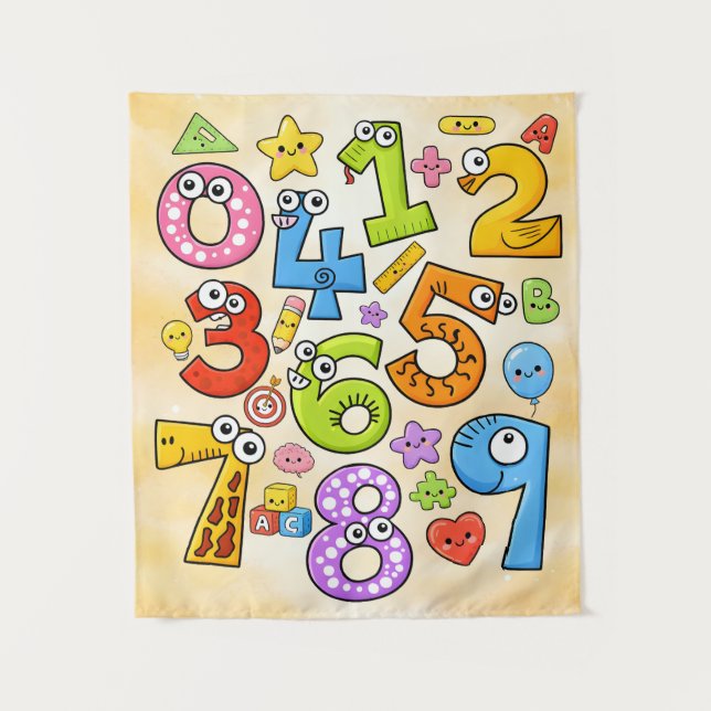 Tapete De Parede Number Day Cute Cartoon Numbers Design (Frente)