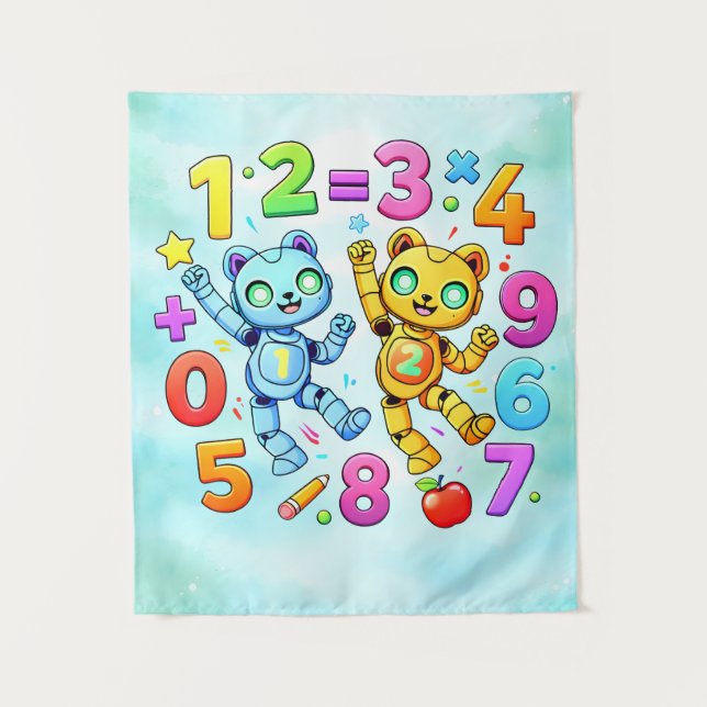 Tapete De Parede Number Day Cute Math Animals Design (Frente)