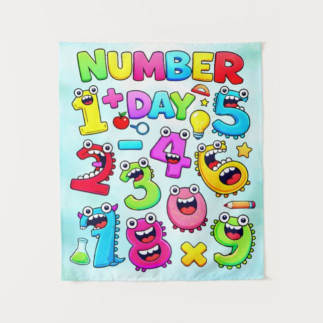 Tapete De Parede Number Day Funny Cartoon Numbers Design (Frente)