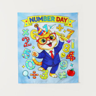 Tapete De Parede Number Day Smart Cat Math Design for Kids