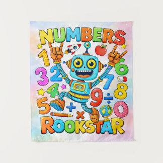 Tapete De Parede Numbers Rockstar Cute Robot Math Design