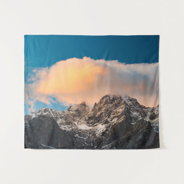 Tapete De Parede Nuvens queimando sobre as montanhas (Frente (Horizontal))