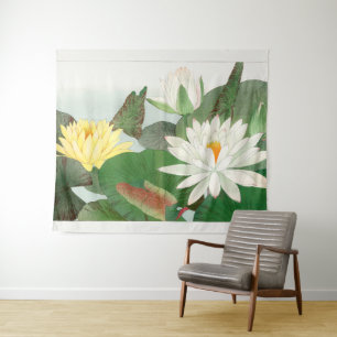 Tapete De Parede Nymphaea lotus, xilogravura japonesa, 1917