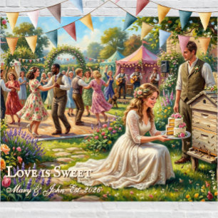 Tapete De Parede O Amor é Doce Sinal de Lembrança do Casamento da A