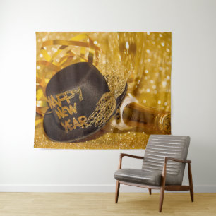 Tapete De Parede O ano novo dourado do chapéu alto