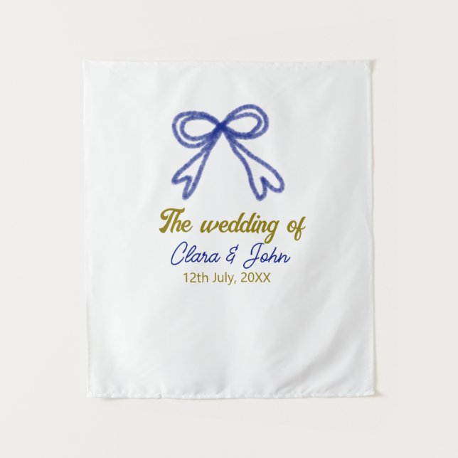 Tapete De Parede O casamento do casal nome do arco azul marinho dou (Frente)