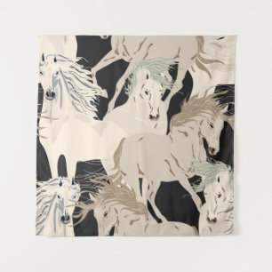 Tapete De Parede O cavalo galopante vintage padrão sem costura. Qua