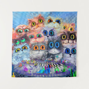 Tapete De Parede O conjunto do retrato sabstrato dos gatos, acry