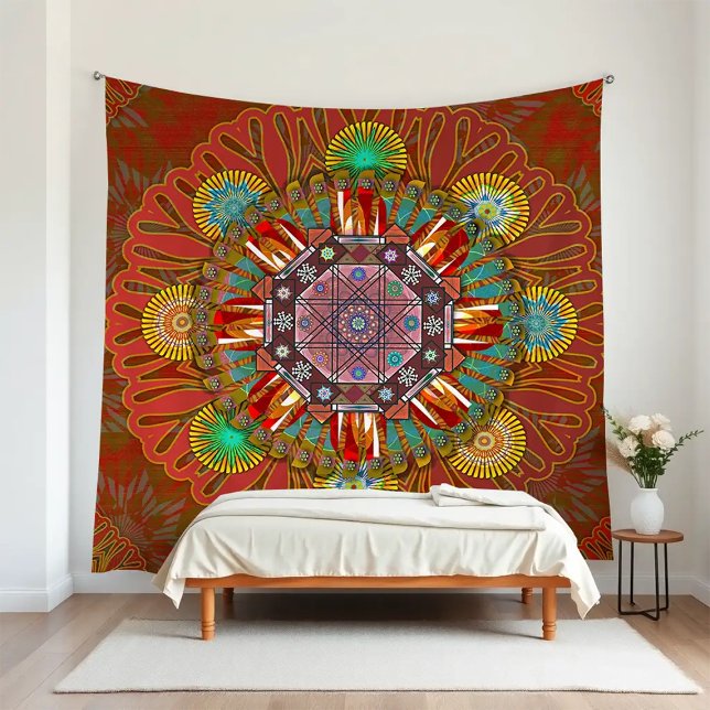 Tapete De Parede O Filtro Vermelho Floral do Pico Manipur Mandala (Criador carregado)