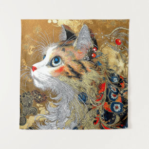 Tapete De Parede O Gato Zen Vintage Japonês Ukiyo-e