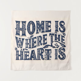 Tapete De Parede O lar é onde está o coração (fundo bege)