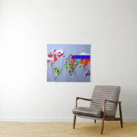 O mapa do mundo com suas bandeiras